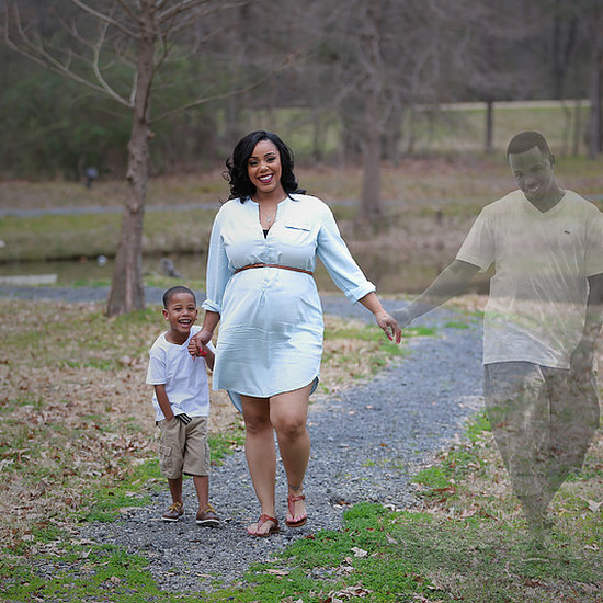 Она ожидает второго ребенка, ее муж погиб трагически. Она решила сделать семейную фотосессию со всеми на ней.