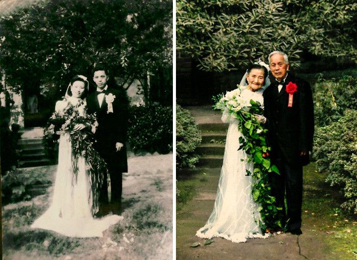 Пары обновляют свои старые фотографии, чтобы доказать, что любовь может выдержать испытание временем