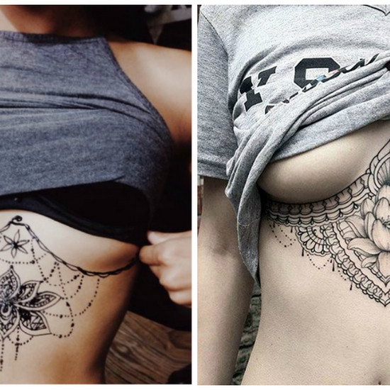Татуировки под грудью - картины, которые любили женщины
