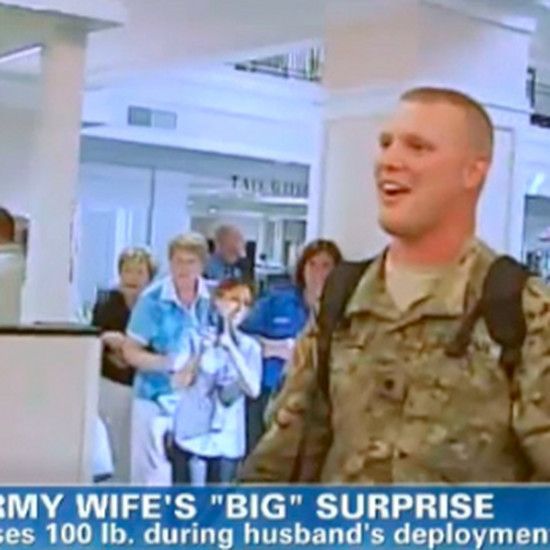 Жена солдата сбросила 45 килограммов, чтобы удивить его, когда он вернулся домой. Вот как выглядела их первая встреча!